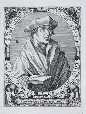 [Antique portrait print, engraving, ca 1599] Alardus Amstelredamus Belga philosophus nascitur an ...