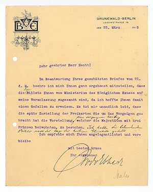 Seller image for Ms. Brief mit eigenh. U. und Notizen. for sale by Antiquariat INLIBRIS Gilhofer Nfg. GmbH