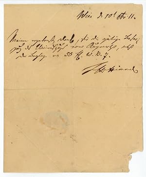 Immagine del venditore per Autograph letter signed. venduto da Antiquariat INLIBRIS Gilhofer Nfg. GmbH