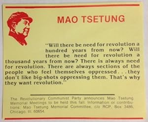 [Card announcing Mao Tsetung Memorial Meetings]