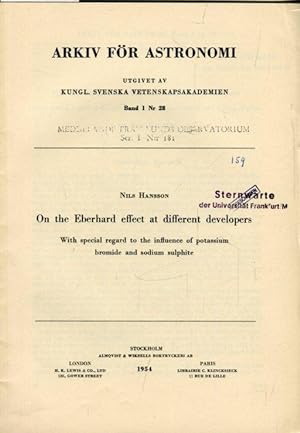 Seller image for On the Eberhard effect at different developers. Withspecial regards to the influence of potassium bromide and sodium sulphite. for sale by Antiquariat am Flughafen