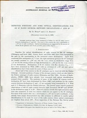 Imagen del vendedor de IMPROVED POSITIONS AND SOME OPTICAL IDENTIFICATIONS FOR 451 C RADIO SOURCES BETWEEN DECLINATIONS 4 AND 20. a la venta por Antiquariat am Flughafen