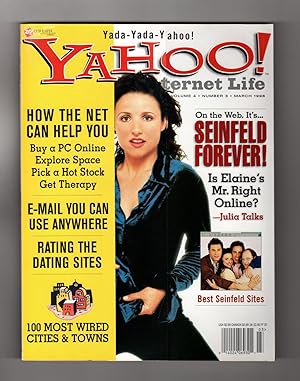 Bild des Verkufers fr Yahoo! Internet Life Magazine -March, 1998. Computer History Ephemera. Most Wired Cities; Rating Dating Sites; Julia Louis-Dreyfus / Seinfeld; Audionet; Blocking Software zum Verkauf von Singularity Rare & Fine