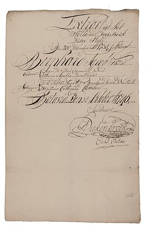 [18th-century extract from the register of baptisms of the Dutch Reformed Church at Batavia].Bata...