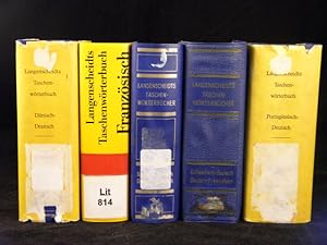 5 LANGESCHEIDTS TASCHENWÖRTERBÜCHER.- Dänisch, schwedisch, portugiesich, französisch, spanisch. J...