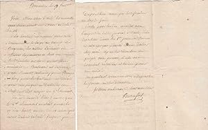 Eigenhändiger Brief mit Unterschrift an den Unter-Direktor der Befestigungen von Sas-de-Gand (Sas...