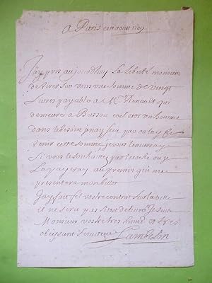 Imagen del vendedor de Document - manuscript letter. a la venta por Carmichael Alonso Libros