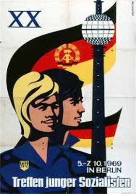 Treffen junger Sozialisten 5.-7.10.1969 in Berlin. Farbiges Bildplakat. Gestaltung: Brabant.