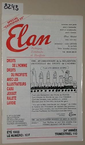 Image du vendeur pour Elan potique, littraire et pacifiste. No 111. Spcial. mis en vente par Versandantiquariat Kerstin Daras