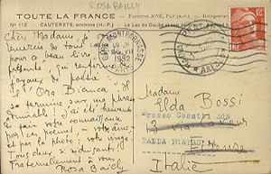 Cartolina postale manoscritta autografa, firmata, indirizzata alla scrittrice Elda Bossi, non dat...