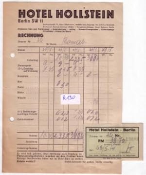 Rechnung + Quittungsbon Hotel Hollstein Berlin 1941