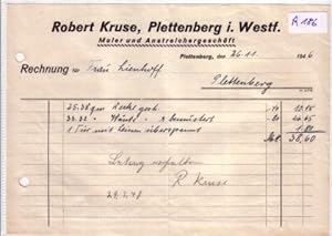 Image du vendeur pour Rechnung Robert Kruse Plettenberg Maler und Anstreichergeschft 1946 mis en vente par GAENSAN Versandantiquariat