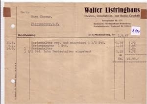 Rechnung Walter Listringhaus Plettenberg Elektrogeschäft Radio-Geschäft 1947