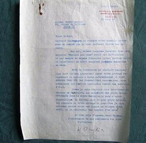 Lettre Autographe Signée de Helga Puglia à Yvonne Astruc 1958-1959. 2 lettres.