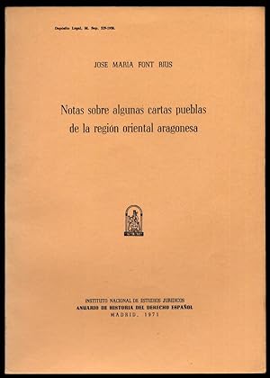 Imagen del vendedor de Notas sobre algunas Cartas Pueblas de la regin oriental aragonesa. a la venta por Hesperia Libros