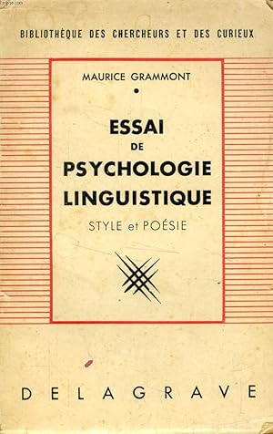 Bild des Verkufers fr ESSAI DE PSYCHOLOGIE LINGUISTIQUE, STYLE ET POESIE zum Verkauf von Le-Livre