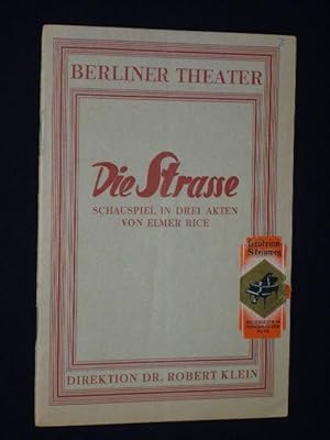 Image du vendeur pour Programm DIE STRASSE von Elmer Rice. Berliner Theater, Heft 3, 1929/30. Regie: Heinz Hilpert, Bhne: Erich Stern. Mit Else u. Albert Bassermann, Rosa Valetti, Hans Brausewetter, Elisabeth Bechtel, Edgar Eichinger, Grete Mosheim, Claus Pohl, Ludwig Stssel mis en vente par Fast alles Theater! Antiquariat fr die darstellenden Knste