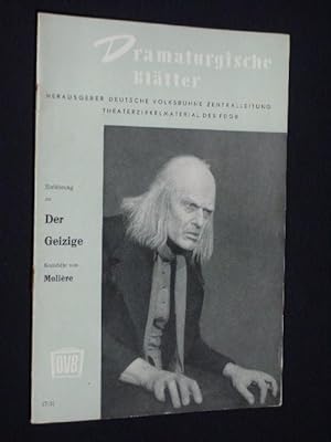 Image du vendeur pour Dramaturgische Bltter, Nr. 17/31. Einfhrung zu DER GEIZIGE von Moliere mis en vente par Fast alles Theater! Antiquariat fr die darstellenden Knste