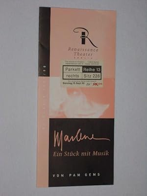 Imagen del vendedor de Programmheft Renaissance-Theater Berlin 1998. Deutschsprachige Erstauffhrung MARLENE von Pam Gems. Insz.: Dietmar Pflegerl, musikal. Einst.: Adam Benzwi/Volker Khn, Bhnenbild/ Kostme: Dieter Kla. Mit Judy Winter (Marlene) und Ulrike Jackwerth (Vivian) a la venta por Fast alles Theater! Antiquariat fr die darstellenden Knste