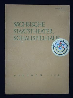 Image du vendeur pour Schsische Staatstheater Dresden Schauspielhaus 1.4.1929. NATHAN DER WEISE von Lessing. Spielleitung: Josef Gielen, Bhne: Mahnke/Brandt, Trachten: Leonhard Fanto. Mit Erich Ponto (Nathan), Grethe Volckmar, Friedrich Lindner, Irmgard Willers, Stella David, Felix Steinbck, Paul Hoffmann, Walther Kottenkamp, Rudolf Schrder mis en vente par Fast alles Theater! Antiquariat fr die darstellenden Knste