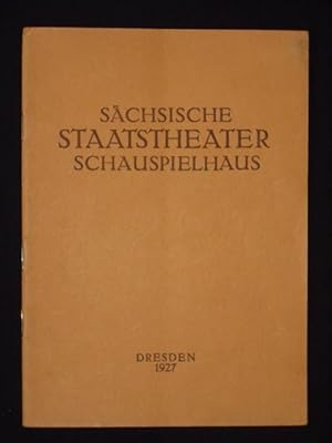 Image du vendeur pour Programmheft Schsische Staatstheater Dresden Schauspielhaus 18.4.1927. DOVER-CALAIS von Julius Berstl. Spielleitung: Alfred Meyer, Bhnenbild: Georg Brandt. Mit Bruno Decarli, Alfred Meyer, Alexis Posse, Heinz Woester, W. Malten, Erich Ponto, F. Ostwald, Walter Bruns mis en vente par Fast alles Theater! Antiquariat fr die darstellenden Knste