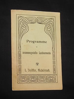 Image du vendeur pour Programme fr zusammengestellte Lustfeuerwerke. Nr. 399 - 411. L. Striffler, Michelstadt, um 1910 mis en vente par Fast alles Theater! Antiquariat fr die darstellenden Knste