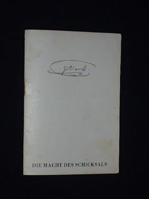 Seller image for Programmheft Stadttheater Plauen 1953. DIE MACHT DES SCHICKSALS von F. M. Piave , Giuseppe Verdi (Musik). Musikal. Ltg.: Walter Stoschek, Insz.: Helmut von Senden, Bhnenbild: K. H. Schuster, Kostme: Bertl Gebs/ Willi Albrecht. Mit Walter Kwius, Elfriede Quadteusch-Treuheit, Arno Baar, Werner Friedrich, Hajo Mller, Emil Lang for sale by Fast alles Theater! Antiquariat fr die darstellenden Knste