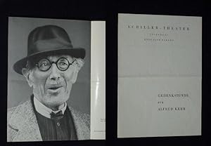 Bild des Verkufers fr Programmzettel Schiller-Theater 29.12.1957. GEDENKSTUNDE FR ALFRED KERR. Knstl. Leitung: Albert Bessler. Mit Walther Karsch, Martin Held, Walter Frank, Hermine Krner zum Verkauf von Fast alles Theater! Antiquariat fr die darstellenden Knste