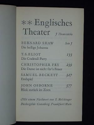 Englisches Theater. 5 Theaterstücke: Die heilige Johanna (Shaw). Die Cocktail-Party (Eliot). Die ...