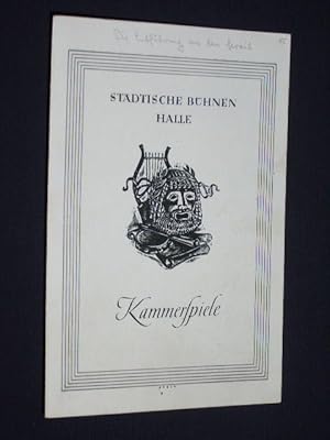 Imagen del vendedor de Programmzettel Stdtische Bhnen Halle Kammerspiele um 1948. DIE ENTFHRUNG AUS DEM SERAIL von Mozart. Insz.: Heinz Rckert, musikal. Ltg.: Walter Schartner, Bhnenbild: Paul Pilowski. Walter Ofiera, Charlotte Roth-Bhnisch, Eleonore Blsche, Arno Vorberger, Werner Schimmel, Georg Hruschka, Walter Krimmling, Gnther Vogt a la venta por Fast alles Theater! Antiquariat fr die darstellenden Knste