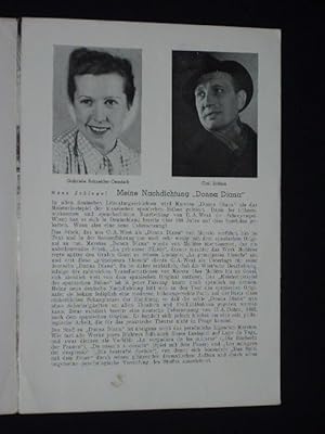 Seller image for Programmzettel Stdtische Bhnen Halle, Freilichtspiele im Burghof Giebichenstein, um 1948. DONNA DIANA von Cabana, H. Schlegel (Nachdichtung). Insz.: Wilm Dammann, Kostme: Hanna Reichelt. Mit Gabriele Schneider-Oemisch, Hermann Diekhoff, Carl Zollern, Michael Engelhardt, Heinz Rosenthal, Helga Meyer, Ruth Zeibig, Wilhelm Grhl, Marianne Kapp for sale by Fast alles Theater! Antiquariat fr die darstellenden Knste