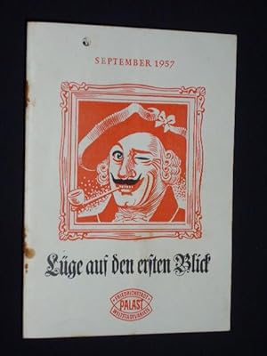 Seller image for Programmheft Friedrichstadt-Palast Berlin, Weltstadtvariete September 1957. LGE AUF DEN ERSTEN BLICK. Gesamtleitung: Gottfried Herrmann, musikal. Ltg.: Karl Stcker, Choreographie: Werner Ulbrich. Mit Heinz Quermann, Peppi Zahl, Louperti, Tonga u. Banko, Agars u. Rock, Die Monis, Danels u. Palmer, Dschapur u. Rutha, Original Bobby, The Egyptian Brothers for sale by Fast alles Theater! Antiquariat fr die darstellenden Knste