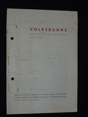 Immagine del venditore per Programmzettel Volksbhne Berlin 1959. DER DIENER ZWEIER HERREN von Carlo Goldoni. Regie: Otto Tausig, Ausstattung: Roman Weyl, Musik: Karl-Heinz Fssl, musikal. Ltg.: Jobst Philipp. Mit Rolf Ludwig/ F. W. Dann (Truffaldino), Herbert Grnbaum, Marianne Wnscher, Hans Ulrich, Hans-Joachim Hanisch, Elfie Garden, Horst Schn, Horst Lommatzsch, Susanne Dllmann venduto da Fast alles Theater! Antiquariat fr die darstellenden Knste