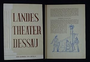 Immagine del venditore per Programmheft 7 Landestheater Dessau 1954/55. DER BARBIER VON SEVILLA nach Beaumarchais von Sterbini, Gioacchino Rossini (Musik). Insz.: Willy Bodenstein, musikal. Ltg.: Ernst Albrecht Reinhard, Bhnenbild/ Kostme: Manfred Schrter. Mit Otto Rousche, Hans Steudel, Erna Bellmann, Ina Fabaender, Robert Lauhfer, Karl Hamann, Emil Fritz venduto da Fast alles Theater! Antiquariat fr die darstellenden Knste