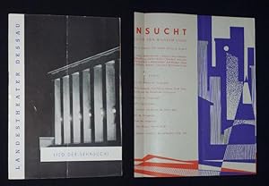 Imagen del vendedor de Programmheft 24 Landestheater Dessau 1961/62. LIED DER SEHNSUCHT von Maria Uhlig, Wilhelm Licht (Musik). Insz.: Alfred Tichy, musikal. Ltg.: Wolfgang Schmorl, Bhnenbild: Gnter Kretzschmar, Kostme: Sroka/ Elze. Mit Hubertus Kper, Christine Kchler, Friedel Weitkamp, Rolf Mller, Christa Gelien, Sonja Schmorl a la venta por Fast alles Theater! Antiquariat fr die darstellenden Knste