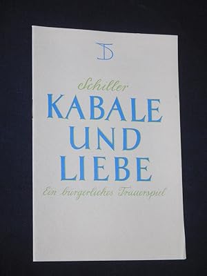 Imagen del vendedor de Programmheft 8 Deutsches Theater Berlin 1954/55. KABALE UND LIEBE von Schiller. Regie: Wolfgang Langhoff, Bhnenbild/ Kostme: Heinrich Kilger. Mit Wolfgang Langhoff, Lothar Blumhagen, Franz Kutschera, Ursula Burg, Horst Drinda, Hans Schoelermann, Mathilde Danegger, Margarete Taudte, Ostara Krner, Heino Winkler a la venta por Fast alles Theater! Antiquariat fr die darstellenden Knste