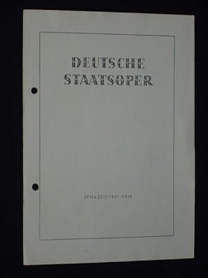 Imagen del vendedor de Programmzettel Deutsche Staatsoper Berlin 1952. DER WILDSCHTZ von Albert Lortzing. Musikal. Ltg.: Gerhard Httig, Insz.: Frida Leider, Bhnenbild: Karl Doll, Kostme: Kurt Palm. Mit Arno Schellenbach, Elisabeth Aldor, Julius Katona, Sigrid Ekkehard, Esther Hilbert, Heinrich Pflanzl, Ursula Weber, Gerhard Witting, Fritz Matern a la venta por Fast alles Theater! Antiquariat fr die darstellenden Knste