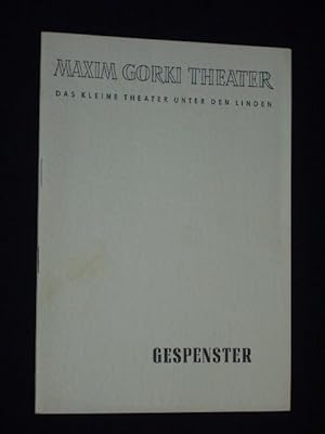 Bild des Verkufers fr Programmheft 19 Maxim Gorki Theater 1956. GESPENSTER von Henrik Ibsen. Insz.: Werner Schulz-Wittan, Ausstattung: Joachim Strehlow. Mit Friedel Nowack, Hilmar Thate, Hermann Dieckhoff, Heinz Scholz, Dorothea Volk zum Verkauf von Fast alles Theater! Antiquariat fr die darstellenden Knste