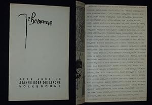 Bild des Verkufers fr Programmheft 1 Volksbhne Berlin 1966/67. JEANNE ODER DIE LERCHE von Jean Anouilh. Regie: Hans-Joachim Martens, Ausstattung: Gerhard Schade. Mit Hildegard Alex (Jeanne), Heinz Scholz, Helmut Straburger, Werner Ehrlicher, Reinhard Michalke, Wilfried Ortmann, Joachim Tomaschewsky, Winfried Wagner, Karin Ugowski, Susanne Dllmann zum Verkauf von Fast alles Theater! Antiquariat fr die darstellenden Knste