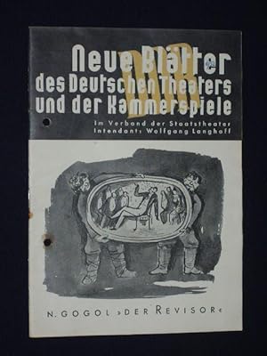 Imagen del vendedor de Neue Bltter des Deutschen Theaters und der Kammerspiele, Heft 2, 1950. Programmheft DER REVISOR von Gogol. Insz.: Wolfgang Langhoff, Bhnenbild/ Kostme: Heinrich Kilger. Mit Willy A. Kleinau, Antje Ruge, Sigrid Roth, Rudolf Wessely, Paula Ronay, Helmuth Hinzelmann, Curt Bois, Werner Segtrop, Heino Winkler a la venta por Fast alles Theater! Antiquariat fr die darstellenden Knste