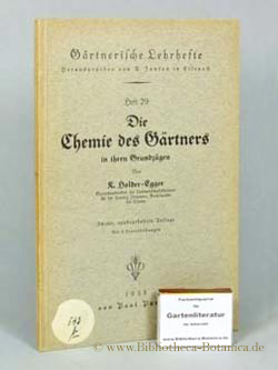 Image du vendeur pour Die Chemie des Grtners in ihren Grundzgen. mis en vente par Bibliotheca Botanica