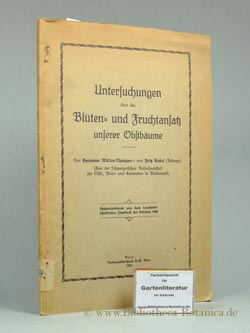 Imagen del vendedor de Untersuchungen ber den Blten- und Fruchtansatz unserer Obstbume. Separatabdruck aus dem Landwirtschaftlichen Jahrbuch der Schweiz. a la venta por Bibliotheca Botanica