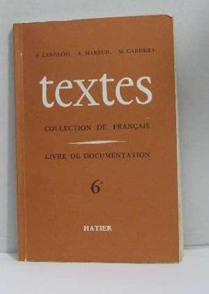 Imagen del vendedor de Textes livre de documentation 6e a la venta por crealivres