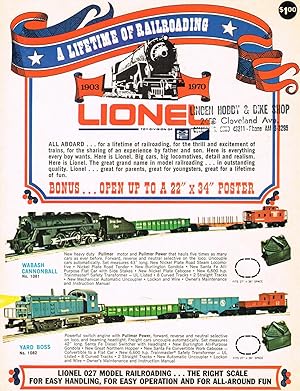 Seller image for A LIFETIME OF RAILROADING 1903 - 1970 LIONEL (OPEN UP TO A 22" x 34" POSTER) (Consumer Trade Catalog) for sale by SUNSET BOOKS