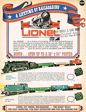 A LIFETIME OF RAILROADING 1903 - 1970 LIONEL (OPEN UP TO A 22" x 34" POSTER) (Consumer Trade Cata...