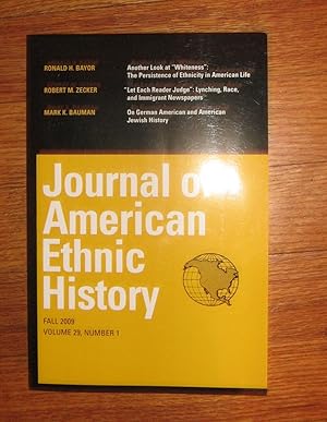 Image du vendeur pour Journal of American Ethnic History: Fall 2009: Volume 29, Number 1 mis en vente par Friendly Used Books