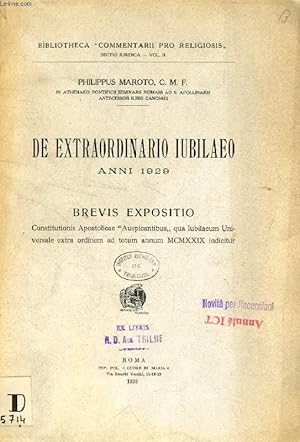 Seller image for DE EXTRAORDINARIO IUBILAEO ANNI 1929, BREVIS EXPOSITIO for sale by Le-Livre