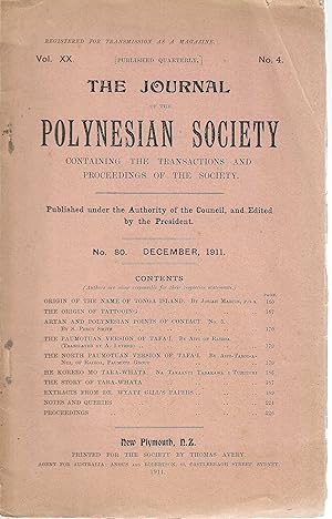 The Journal of the Polynesian Society. Vol. XX, 4. No. 80, December 1911.