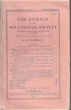 Seller image for The Journal of the Polynesian Society. Vol. 36, 4. No. 144, December 1927. for sale by Tinakori Books