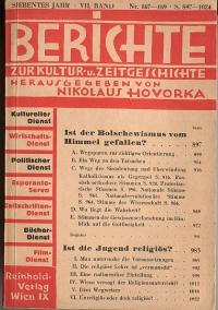 Bild des Verkufers fr Berichte zur Kultur- und Zeitgeschichte VII. Bd. Siebentes Jahr S. 897-1024 Nr. 167-169 zum Verkauf von Versandantiquariat Hsl